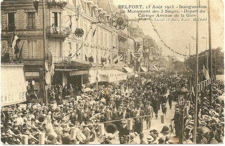 CPA Belfort Inauguration 3 Sièges 1913 Départ Gare