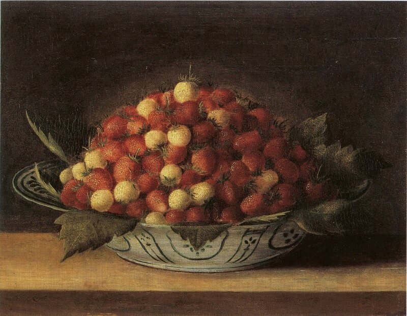 Jatte de fraises , hs bois , 21 x 36cm - Musée de l'oeuvre Notre Dame , Strasbourg
