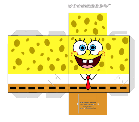 spongebob paper craft activity sheet cube