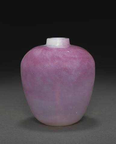 An unusual jiaoliao pink and white glass jar, 18th century