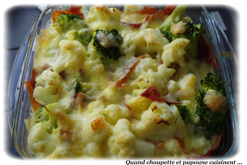gratin chou-fleur, brocolis et jambon-1433