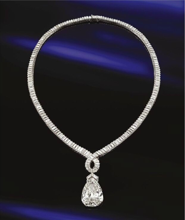 Important diamond pendant-necklace, Reza, Paris