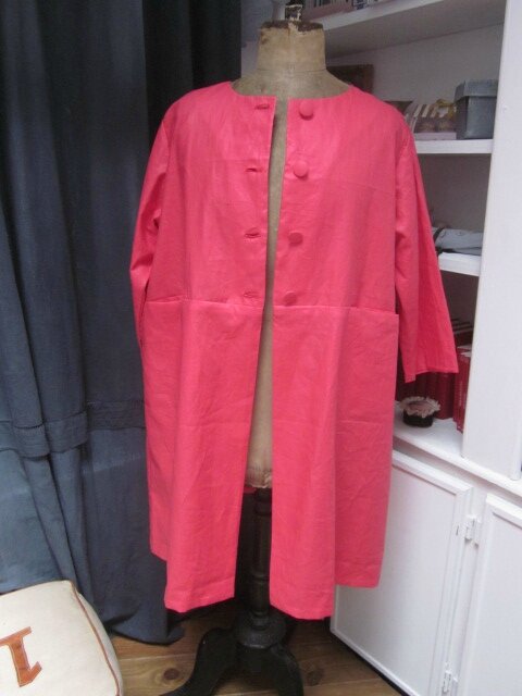 Manteau GISELE en lin glacé coquelicot (2)