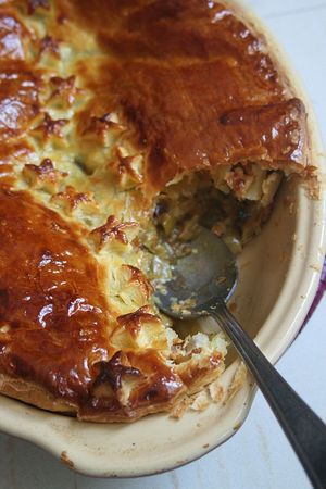 Tourte de poulet poireaux au curry