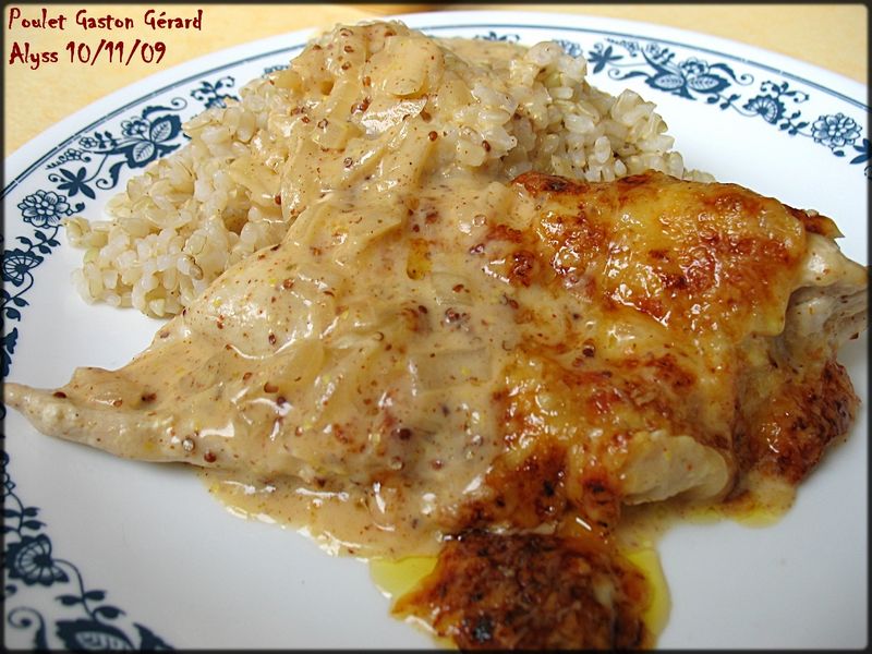 Poulet Gaston-Gérard (vin blanc, crème, moutarde, comté 