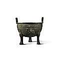 An important <b>archaic</b> <b>bronze</b> ritual food vessel (Ding), Western Zhou dynasty, probably King Xuan period (c. 827- c. 782 BC)