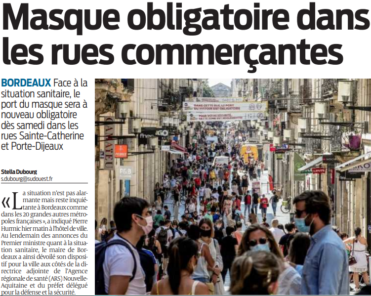 2020 08 13 SO Masque obligatoire dans les rues commerçantes