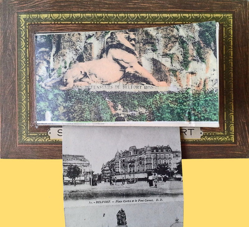 Belfort CPA Lion Souvenir Avec dépliant photos R4R