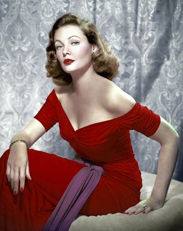 Oleg_Cassini-dress_red_purple_sash-gene_tierney-1952-studio-1a