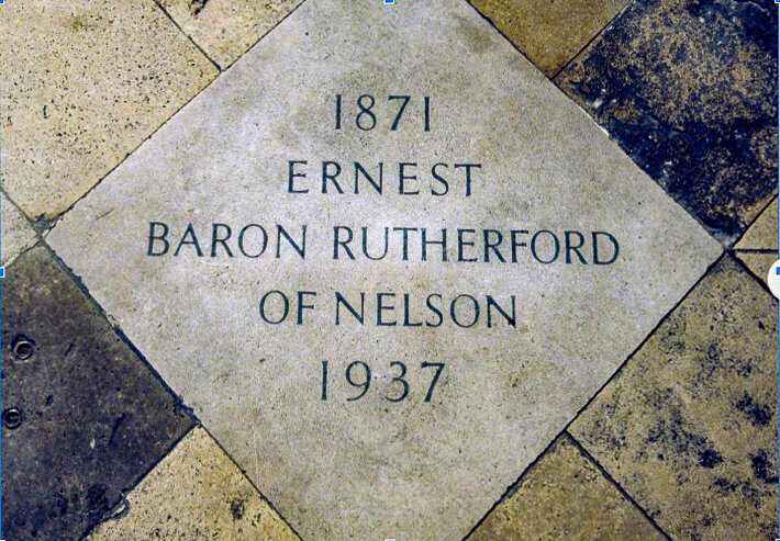 Ernest Baron Rutherford of Nelson's gravestone in Westminster Abbey