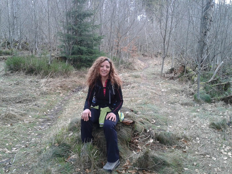 Médine prend la pause sur une souche d'arbre.