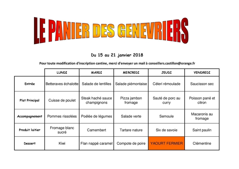 MENUS 15 au 21 J