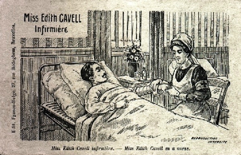 CPA Edith Cavell avec un malade