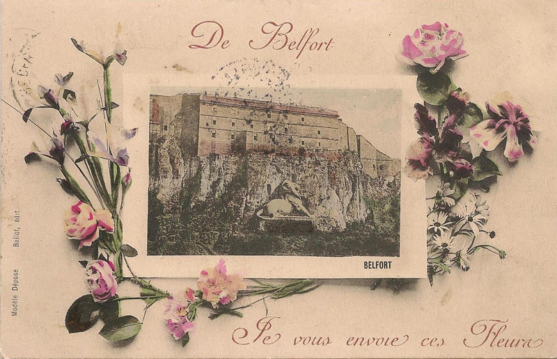 Belfort CPA Série fleurs Envoie ces fleurs Château Lion Bailot