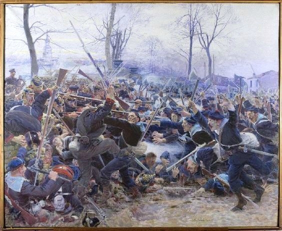 Binet (Adolphe), la mêlée attaque de la brigade des fusiliers marins, près de Paris 1870