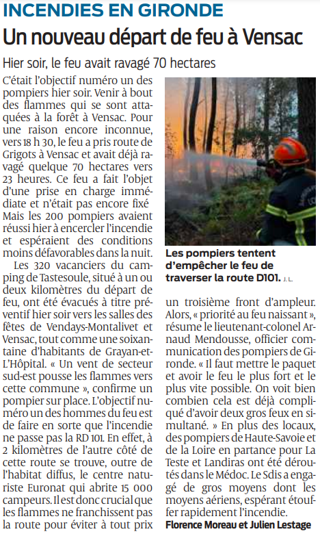 2022 07 19 SO un nouveau départ de feu à Vensac