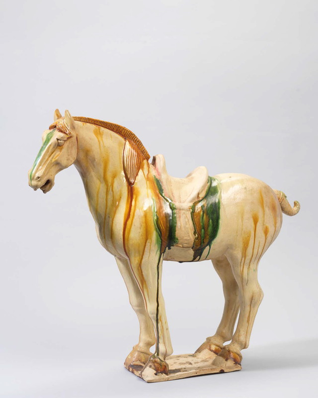 A small sancai-glazed standing horse, Tang dynasty (618-907)