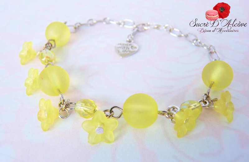 Bracelet fantaisie femme Fleurs jaunes (2)