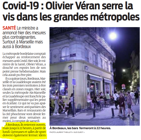 2020 09 24 SO Covid-19 Olivier Véran serre la vis dans les grandes métropoles