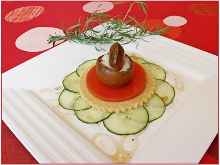 tomates sur croustillant, sorbet concombre estragon11