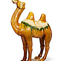 A large sancai-glazed <b>pottery</b> figure of a Bactrian camel, Tang dynasty (AD 618-907)