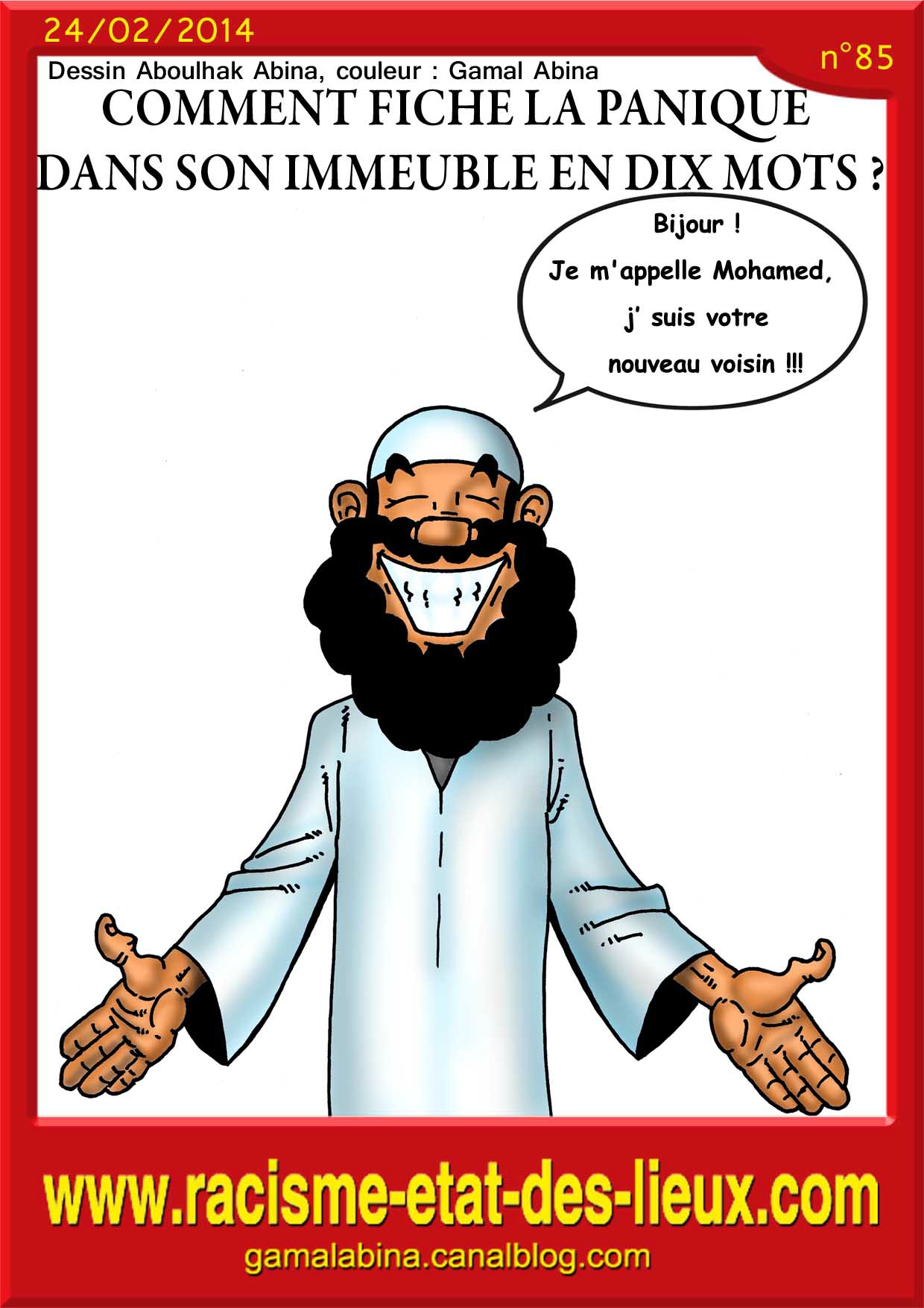 Série de dessin qui illustre le racisme par des blagues gamal abina