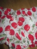 Culotte BIANCA en coton blanc imprimé cerises - noeud vichy vert et rouge (1)
