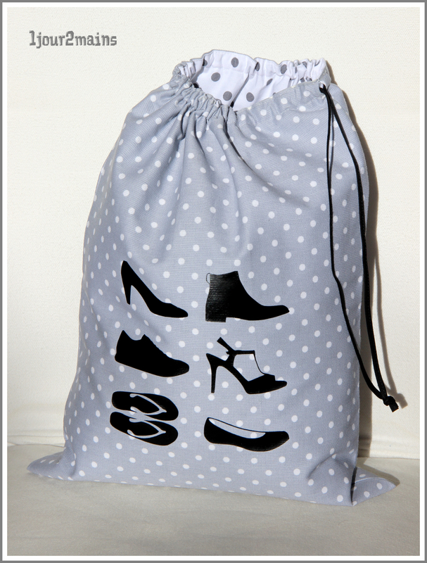 sac chaussure pois gris