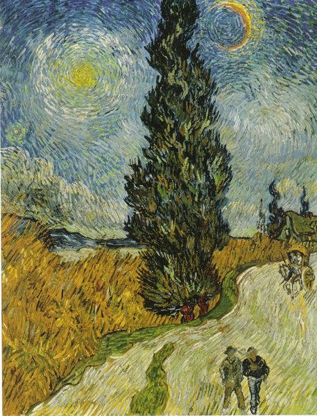 Route de campagne en Provence la nuit Van Gogh