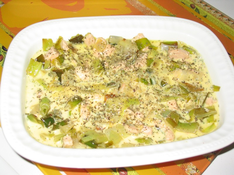 Gratin au Saumon et au Poireaux