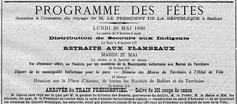 1890 05 25 Sadi Carnot à Belfort La Frontière R