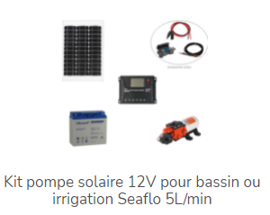 kit pompe solaire 12V pour bassin ou irrigation Seaflo 5L min