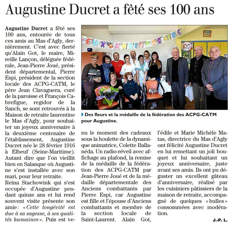 16-03-06 ST LAURENT 100 ans Augustine DUCRET