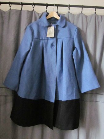 manteau d'été bicolore en lin bleu france et noir (28)