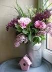 bouquet pivoine et nichoir rose