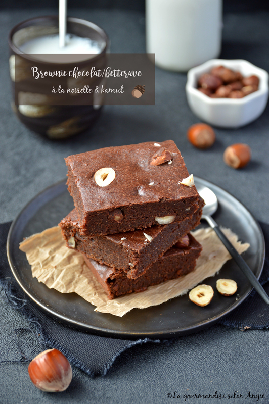 brownie vegan chocolat betterave noisettes et farine de kamut