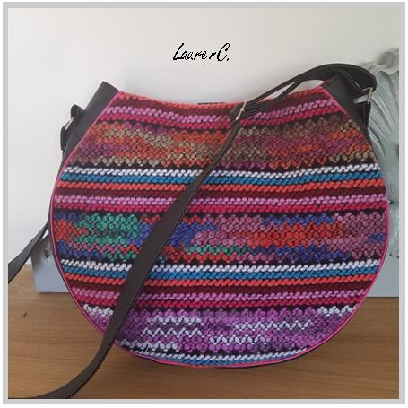 SAC ROND TRICOT PATTE CUIR DOS