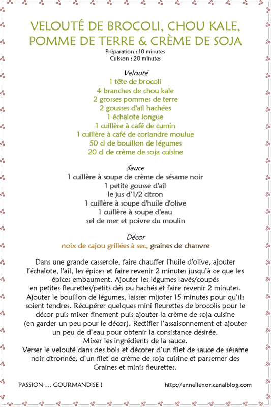 Velouté brocoli, chou kale, pomme de terre, crème de soja_fiche