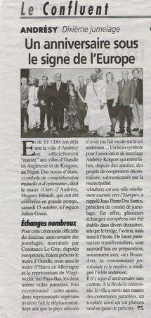 article 10 ans jumelage
