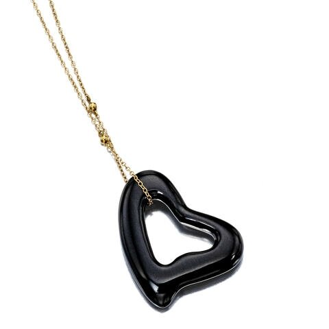 A lacquer open heart pendant with gold chain, Elsa Peretti for Tiffany & Co