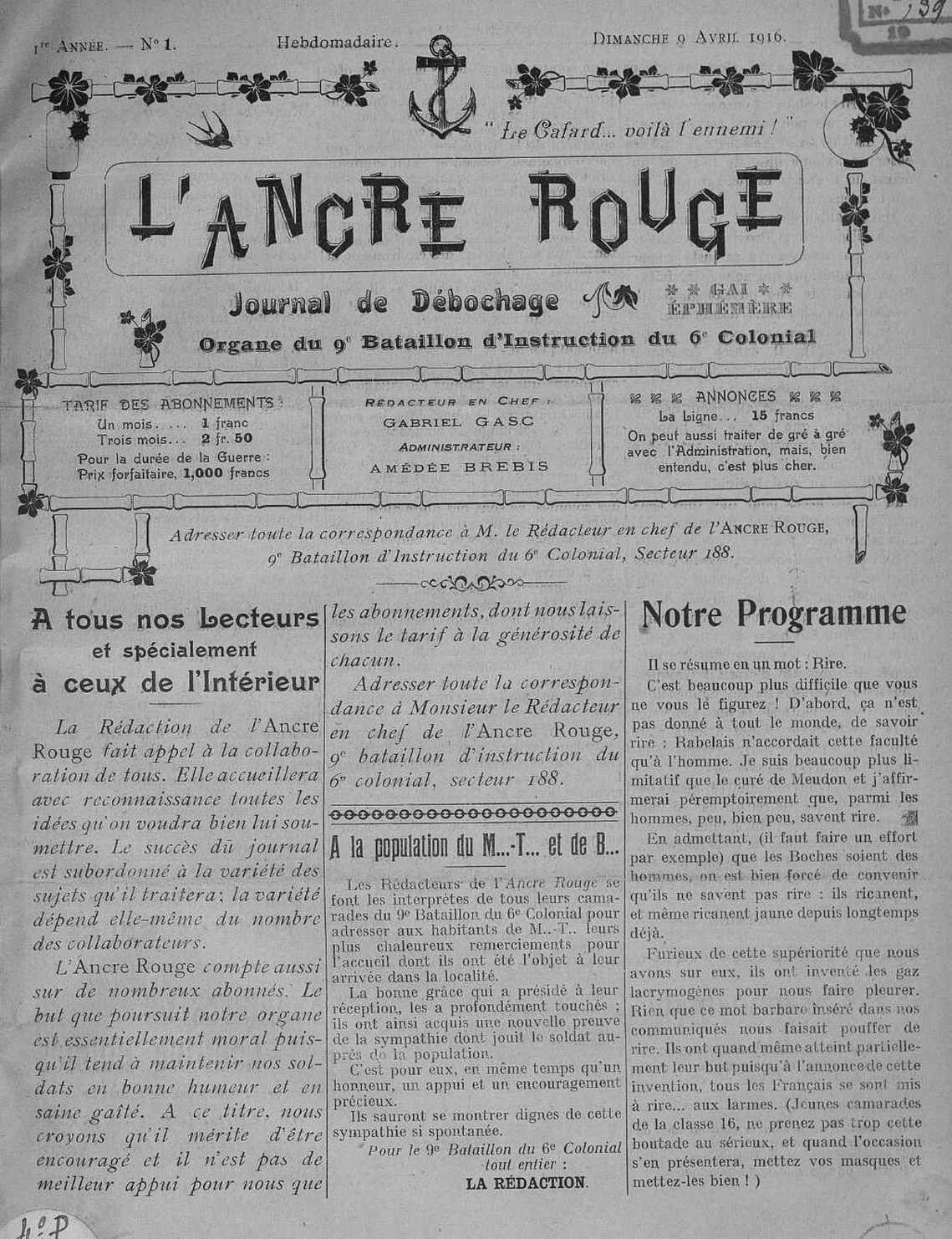 L ancre rouge N1