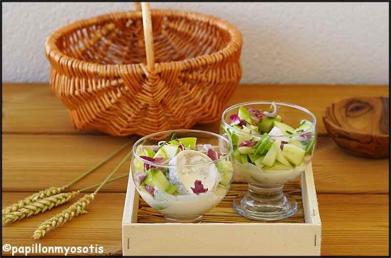 Verrine de rollmops et pomme granny sauce rémoulade