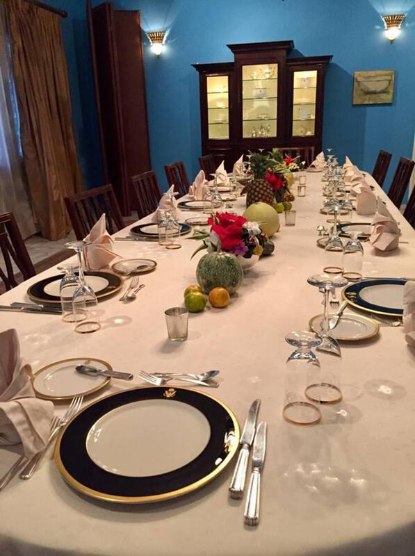 The Ambassador’s dining table set for hosting guests for Thanksgiving