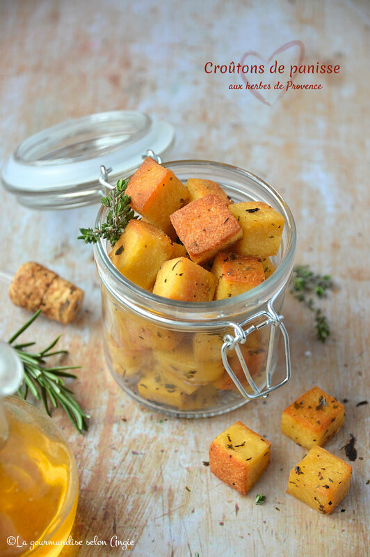 croûtons de panisse huile olive et herbes de provence vegan sans gluten glutenfree