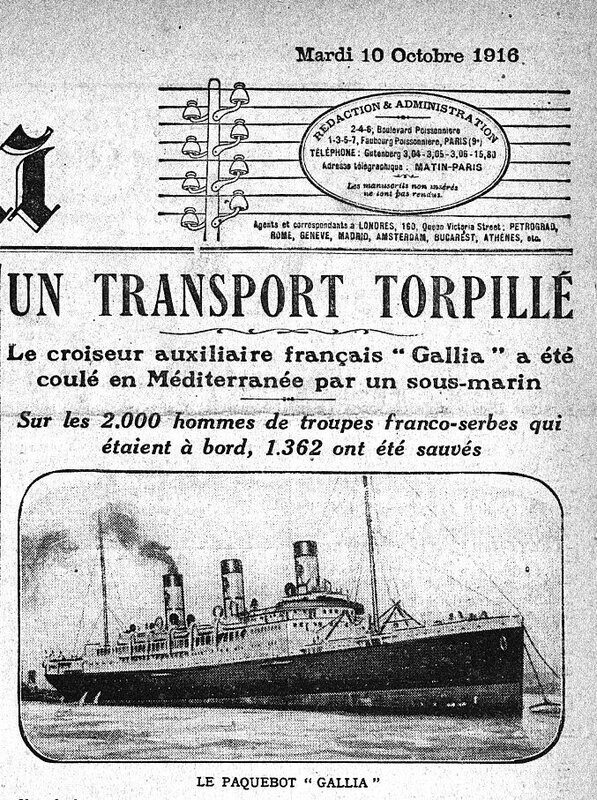 Le_Matin - 1916-10-10 article le Gallia