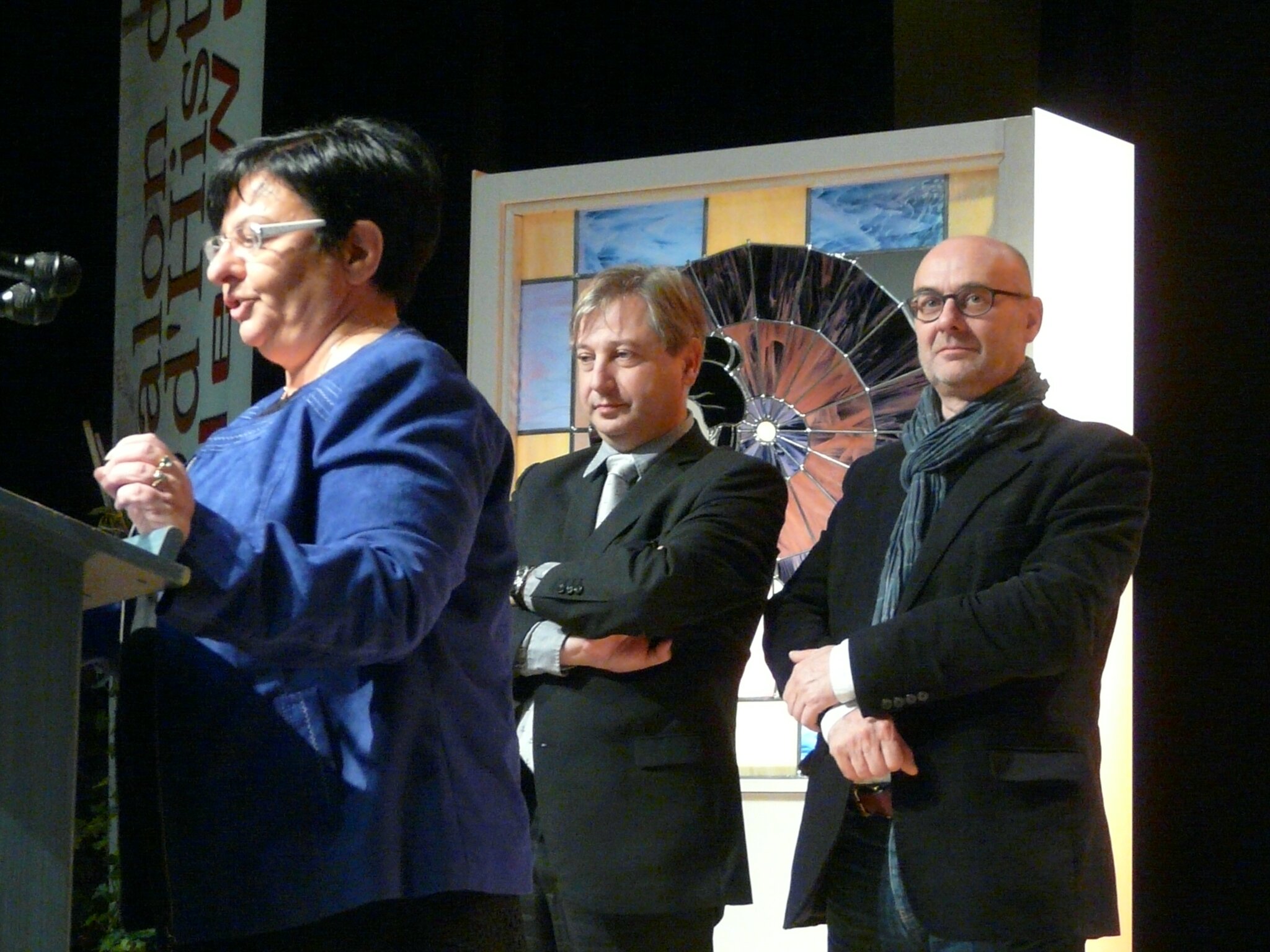 Marie-Louise Kuntz, conseillère régionale et générale. Au centre, le sénateur maire de Woippy François Grosdidier, aux côtés de Philippe Brunella, invité d'honneur