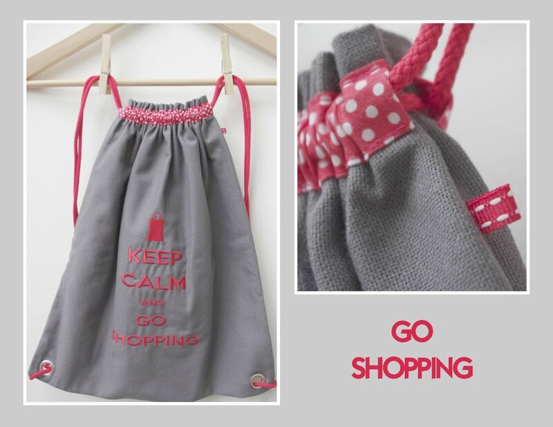 Sac à dos tissu-keep calm and go shopping