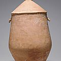 A rare large red pottery jar and cover, Neolithic period, probably Qijia culture, <b>circa</b> <b>2050</b>-<b>1700</b> <b>BC</b>