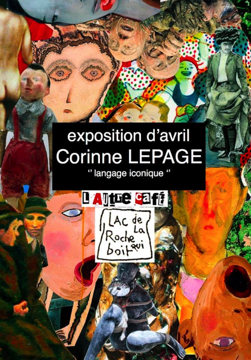 exposition_Corinne Lepage__L'Autre café_avril_2019_bar_brocante_Saint Laurent de Terregatte_visuel_lac_Roche-qui-Boit