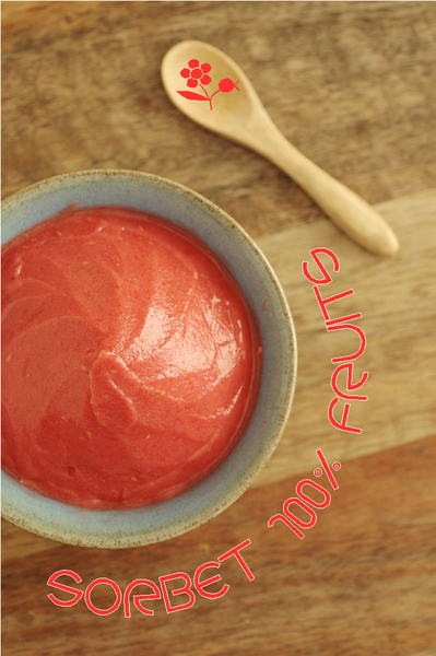Sorbet 100% fruits pêche blanche-mangue-framboise